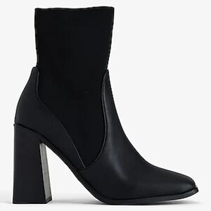Express Women’s Stretch Knit Upper Block Black Heel Boot Size 8